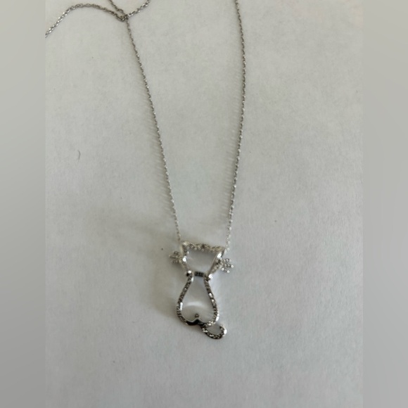 Cat Silhouette CZ Necklace - Picture 3 of 3